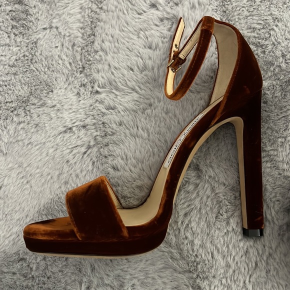 Jimmy Choo Misty 120 Velvet Heeled Sandals In Rust - Picture 10 of 14